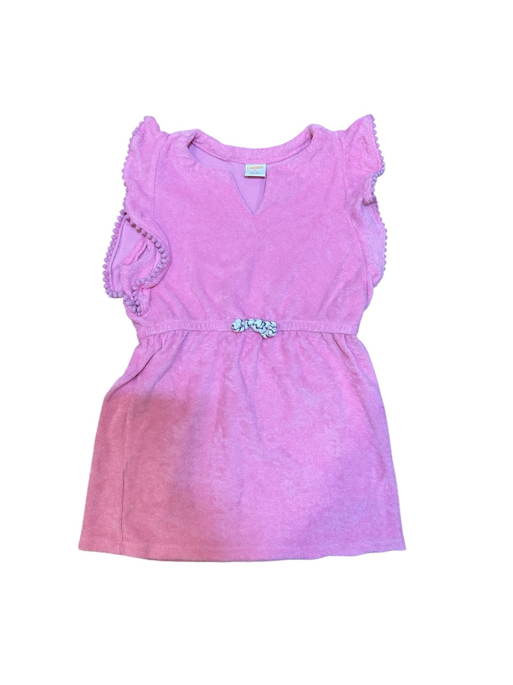 Gymboree Girls Terry Swimsuit Coverup Ruffled Sleeves Pom Pom Trim Pink Size S